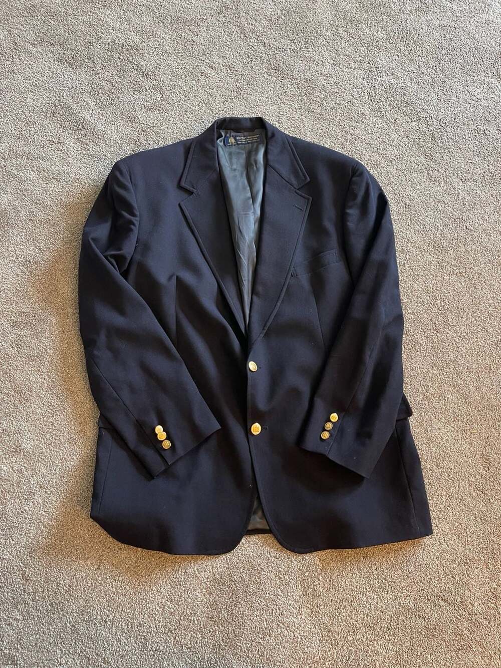 Brooks Brothers Navy Wool Blazer with Gold Buttons